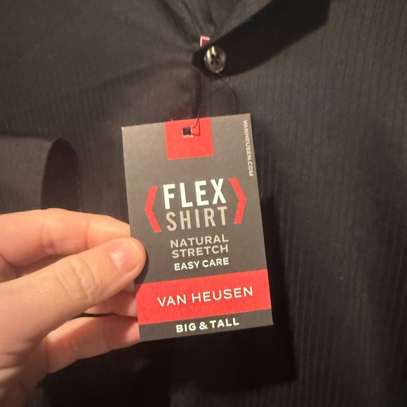 Van Heusen Flex Dress Shirt Mens XLT Tall 17-17.5 black button up Easy Care NWT - Picture 3 of 11